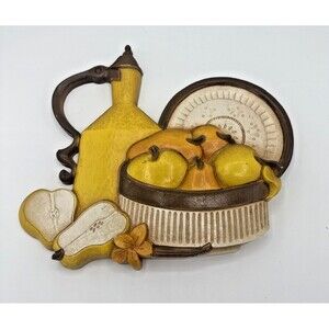 Vintage Syroco Fruit Wall Plaque Kitchen Fruit Yellow Orange Apple Pear 7610A